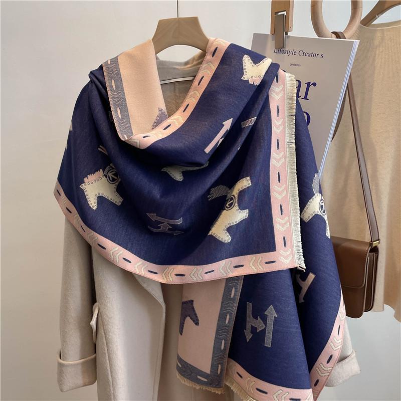 

Scarves 185 65Cm Plus Size Scarf Women Reversible Print Horse Blanket Mujer Bufada Femme Capes Pashmina Cashmere Blend Shawls And Wraps