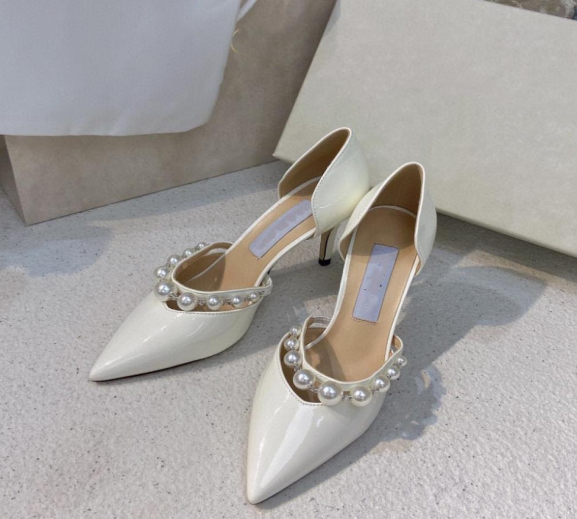 

Fashion Women039s Designer Shoes Pink Pointed Toes Highheeled Sandals Pearl Business Wear Banquet Pumps4330995, White