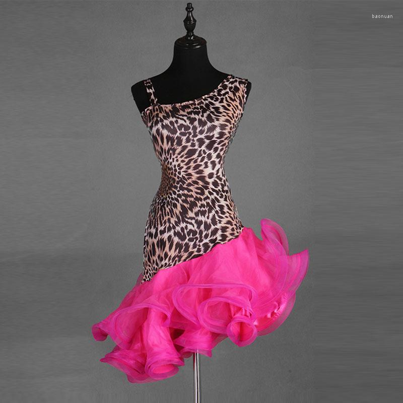 

Stage Wear Leopard Rose Latin Dance Dress Women Sexy Salsa Dresses Competition Dancewear Tango Rumba, Other color