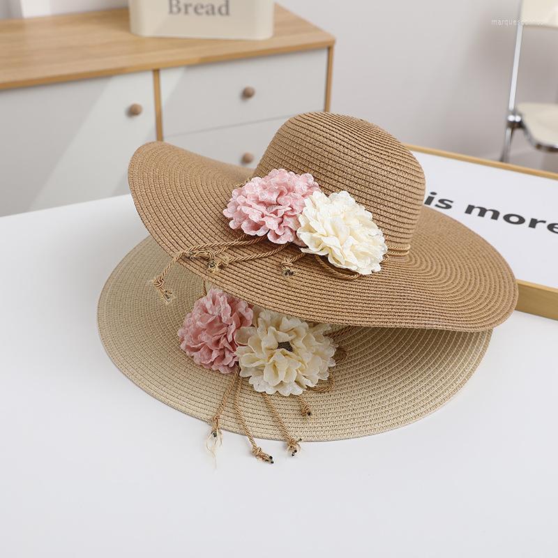 

Wide Brim Hats 2023 Simple Elegant Style Summer Large Straw Hat Adult Women Girls Fashion Sun Uv Protect Big Bow Beach, Black