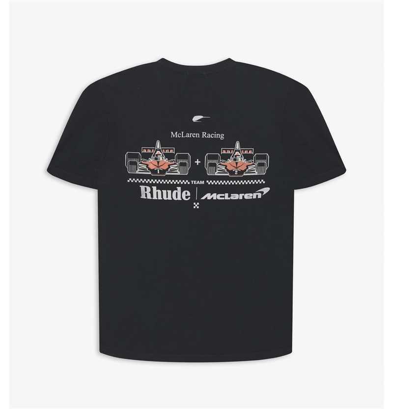 

Designer Fashion Clothing Tees Hip hop TShirts Rhude Joint Limited Formula F1 Racing Printed T-shirt American High Street Trend Brand Loose Os Cotton Summer, Black