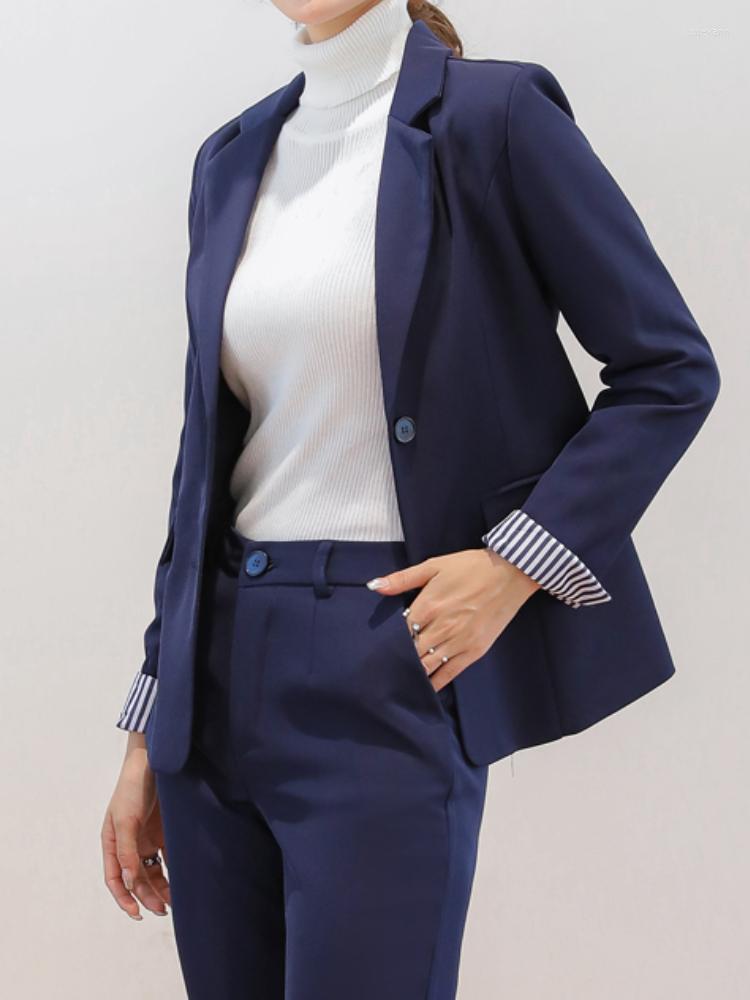 

Women' Two Piece Pants Fashion Business Women' Pant Suit Long Sleeve Blazer Jacket & High Waist Female 2 Set Office Wear Trousers, Black