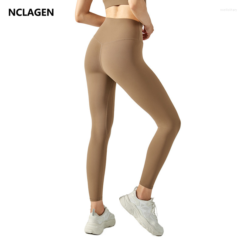

Active Pants NCLAGEN Yoga Women Naked Feel Gym Wear Double Sided Brushed Anti-curling High Waist Sport Tights Elastic Fitness Leggings, Medium ash