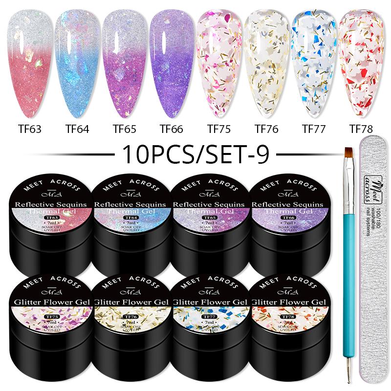

Nail Art Kits 10Pcs/Set Gel Polish Set Flower Glitter Sequins Series Soak Off UV DIY Painting Varnishes For Manicure