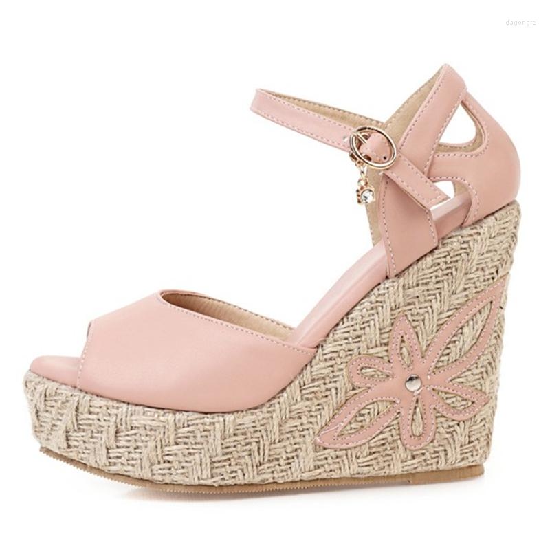 

Sandals Wedge Women Summer Shoes Fashion Knitted Platform Gladiator Casual White Pink Party Woman Large Size 45 47