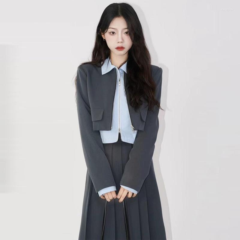 

Two Piece Dress Short Coat Irregular Design Half Skirt Korean Style Suit For Women, Shirt