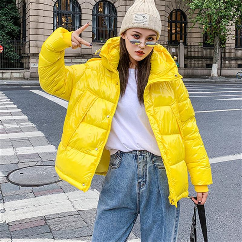 

Leather 2021 Winter Fashion New Plus Size Women Clothing LOoose Short Hooded LongSleeved Thick And Warm CottonPadded Jacket Trend, Green