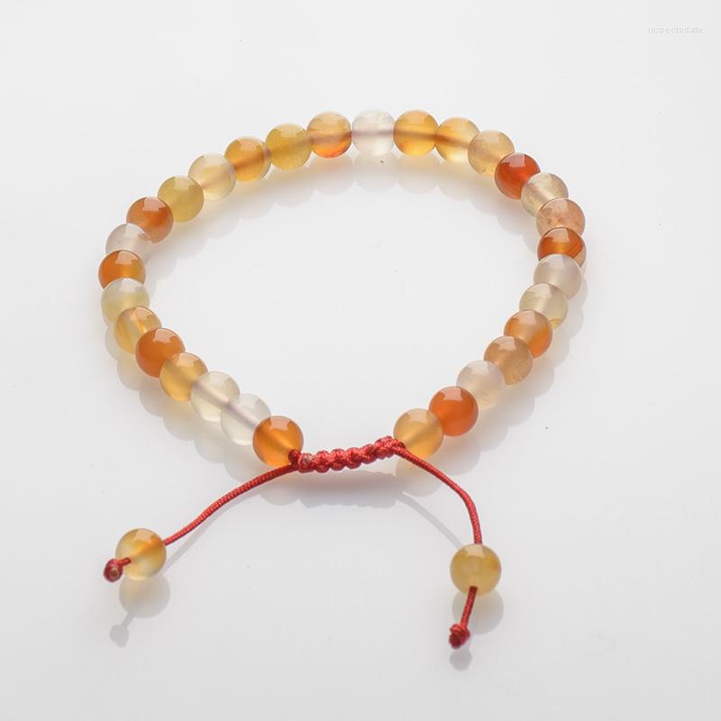 

Strand 6MM Natural Red Agate Stone Beads Bracelets Women Vintage Adjustable Black Rope Bangle Jewelry Men Pulsera Reiki Gifts