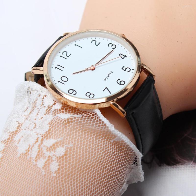 

Wristwatches 2023 Women Black Watch Leather Band Stainless Steel Analog Quartz Wristwatch Lady Female Casual Watches For