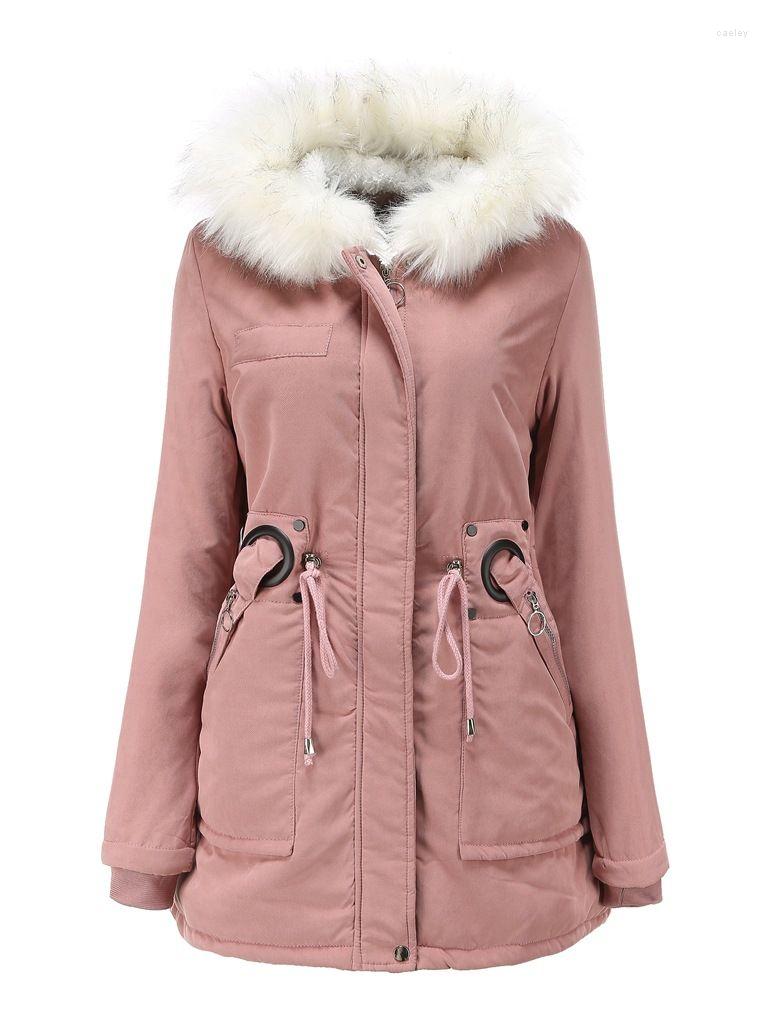 

Women's Trench Coats Warm Corduroy Padded Jacket Women Thick Velvet Snow Coat Winter Long Sleeve Hooded Outerwear Female Vintage Windproof, Dark green
