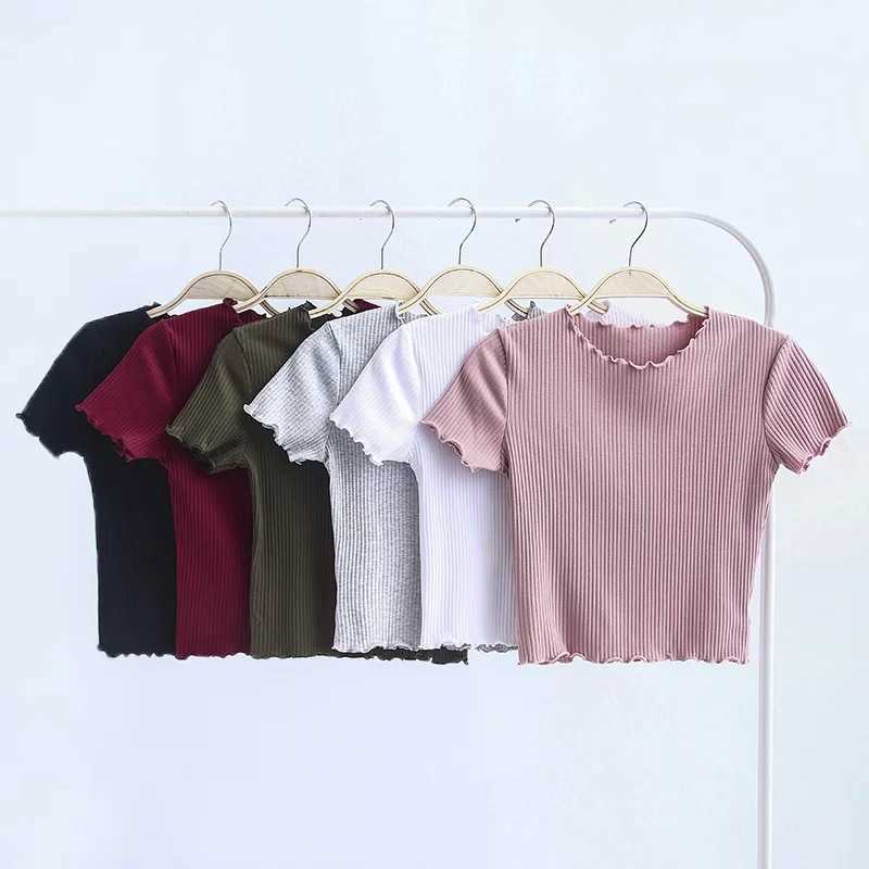 

Women's T-Shirt Vintage Wood ears O neck Short sleeve Tshirt 2022 New Woman Slim Fit t shirt tight tee Summer Retro Tops 6 colors Z0418, Gray