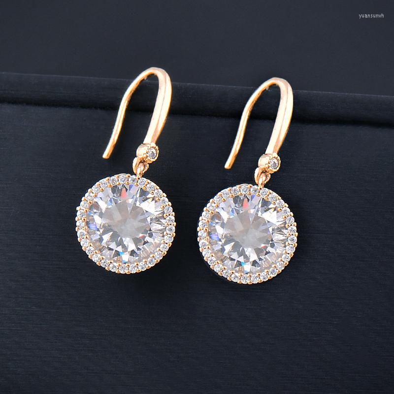 

Dangle Earrings SINLEERY Classic Round Cubic Zirconia Women Gold Silver Color Earring Fashion Jewelry ES817 SSB