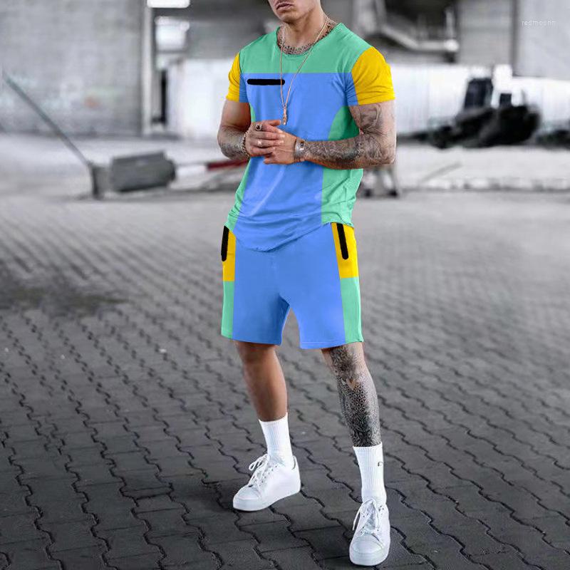

Men' T Shirts Harajuku Summer Round Neck T-shirt Set Colored 3D Printing Men' Shorts Unisex Fashion Street Leisure Sports, Suit