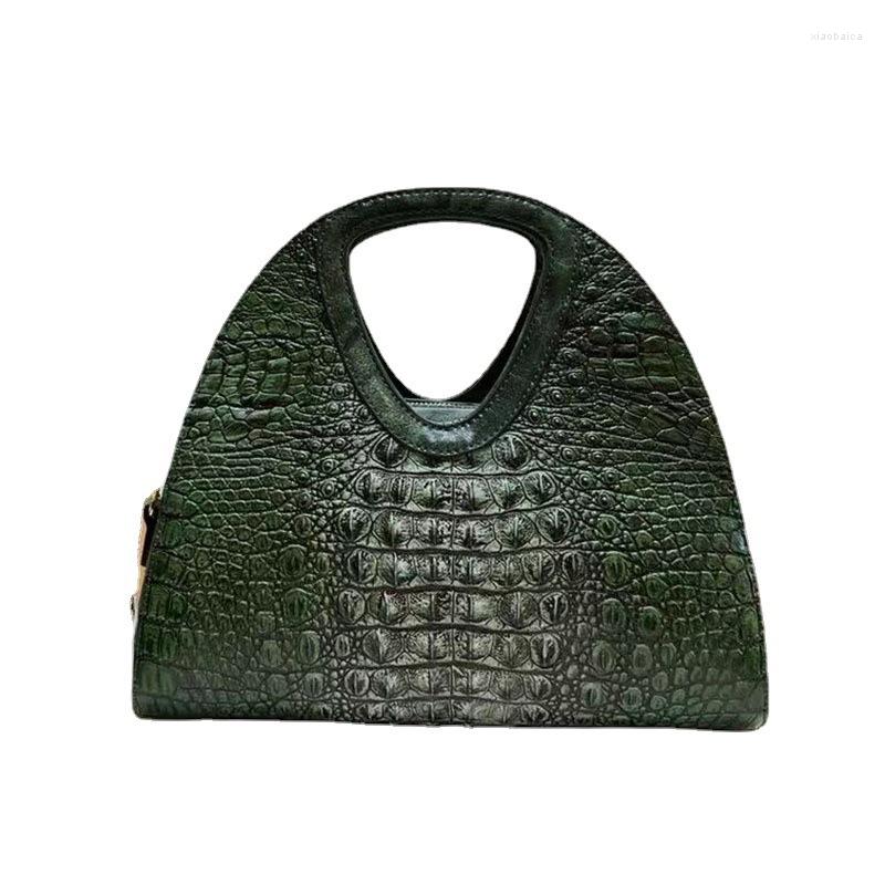 

Evening Bags Messenger Bag All-Match Women's Genuine Leather Handbag Crocodile Pattern Crossbody European And American Fashion Tote, Brown