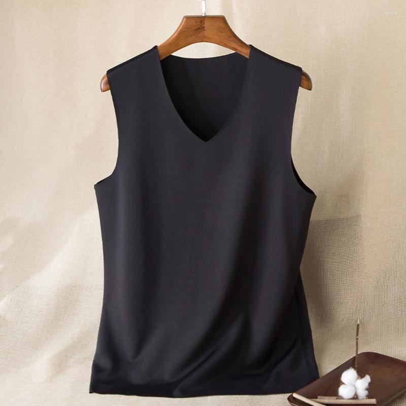 

Men's Tank Tops Men Winter Thermal Underwear Body Sleeveless Vest Invisible Thermo Warmer Solid Color Thick Basic Top, Dark gray