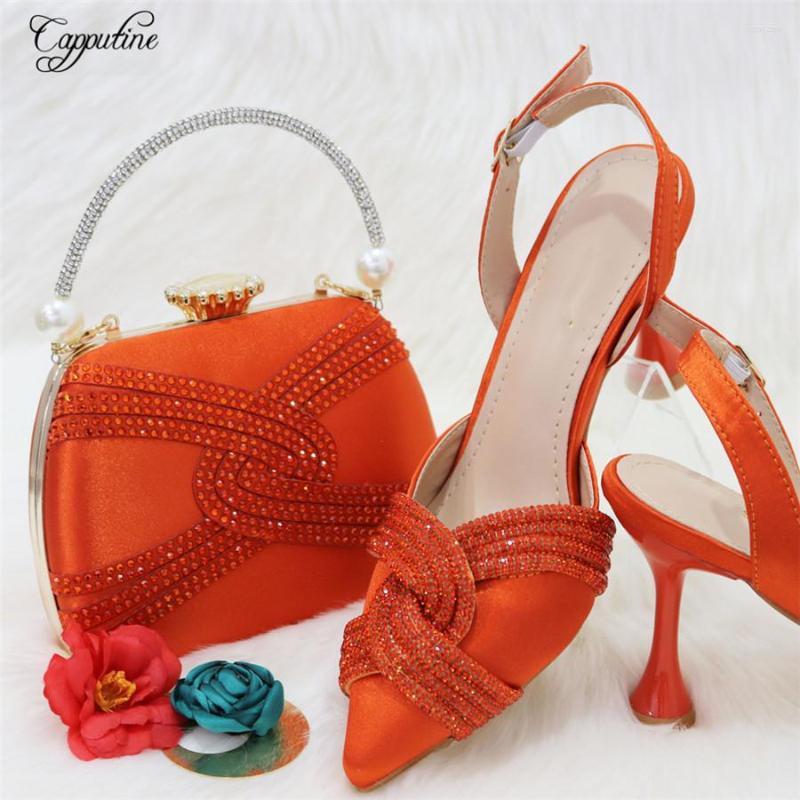 

Dress Shoes Luxury Woman And Bag Set 2023 Ladies High Heels Pumps Match With Handbag Sandals Purse Clutch Escarpins Femme CR382, Silver