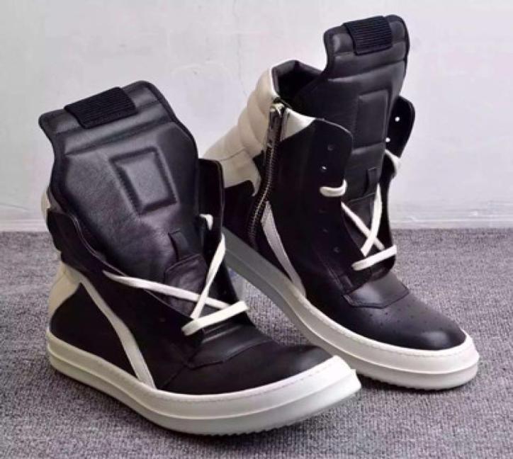 

Personalized High Top Genuine Leather Hip Hop Boots Real Picture Tpu Black and White Classical Punk Rock Sneakers Booties2872855, Grey