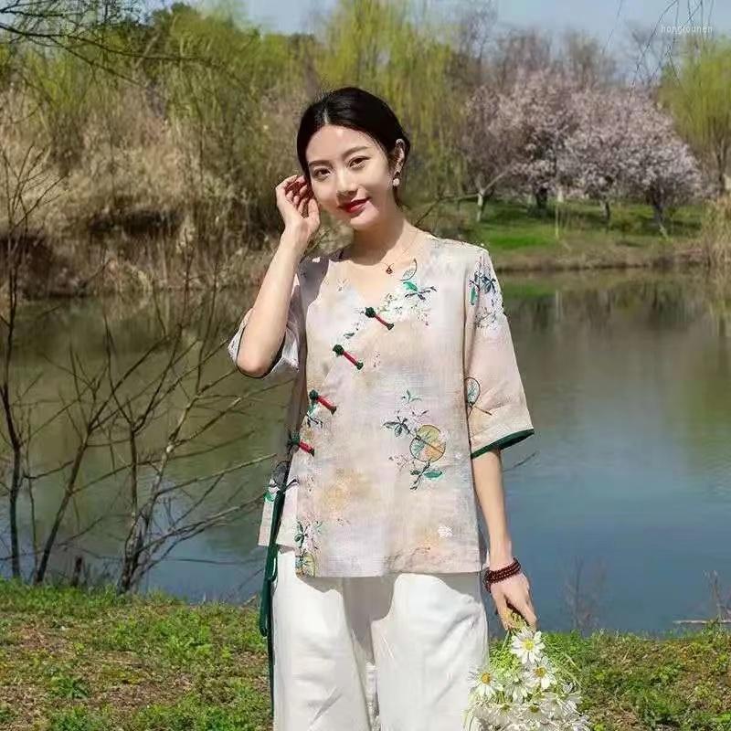 

Ethnic Clothing Traditional Chinese Clothes Woman Cardigan Top Female Classic Dance Costume Gorgeous Hanfu T-shirt Fashion Blouses Summer