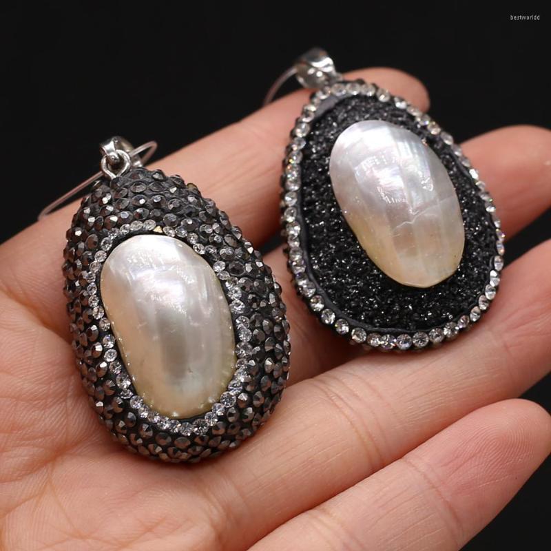 

Pendant Necklaces Yachu Natural Semi-precious Stones Drop-shaped Shell Making DIY Necklace Bracelet Size 25x40-28x45mm Gift
