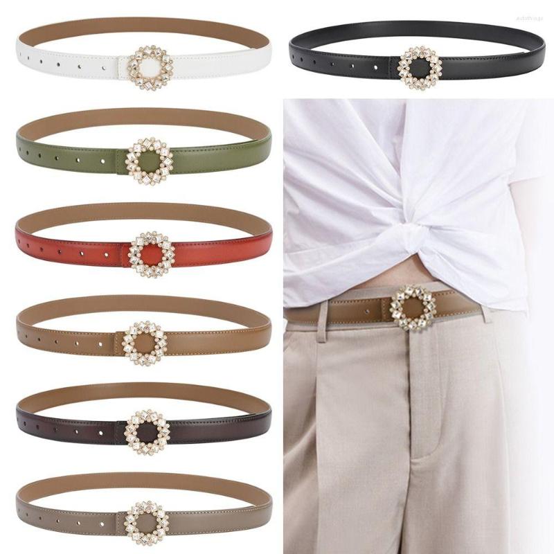 

Belts Fashion Wild Skirt Y2K Girls Casual Pants Bands Ladies Dress Rhinestone Ring Buckle Waistband Gothic Leather Belt, White