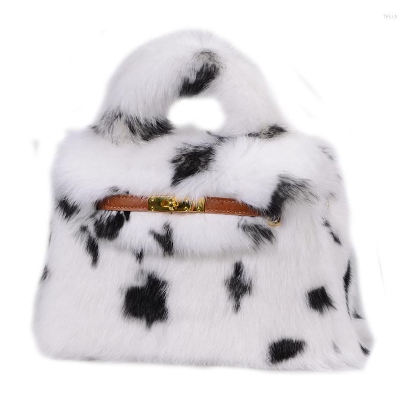 

Wallets Lady's Winter Handbags Girls Purse Animal Fur Real Clutch Bag For Women, Spotted