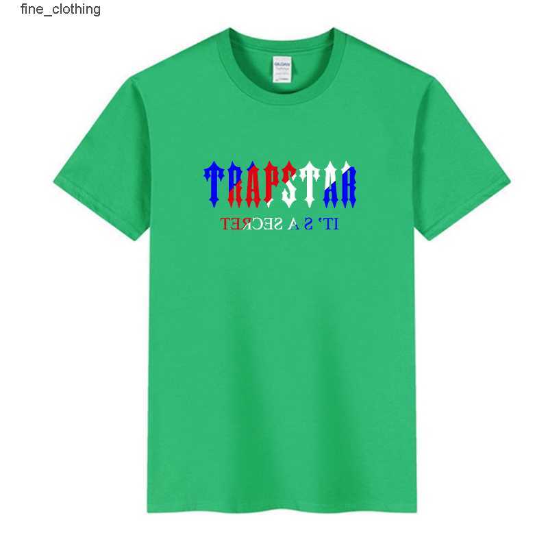 

Trapstar Tee 100% Cotton Crew Collar T Shirt Men Casual High Quality Summer Short Sleeve Mens T Shirts Fashion Basic t shirt Male, Gray
