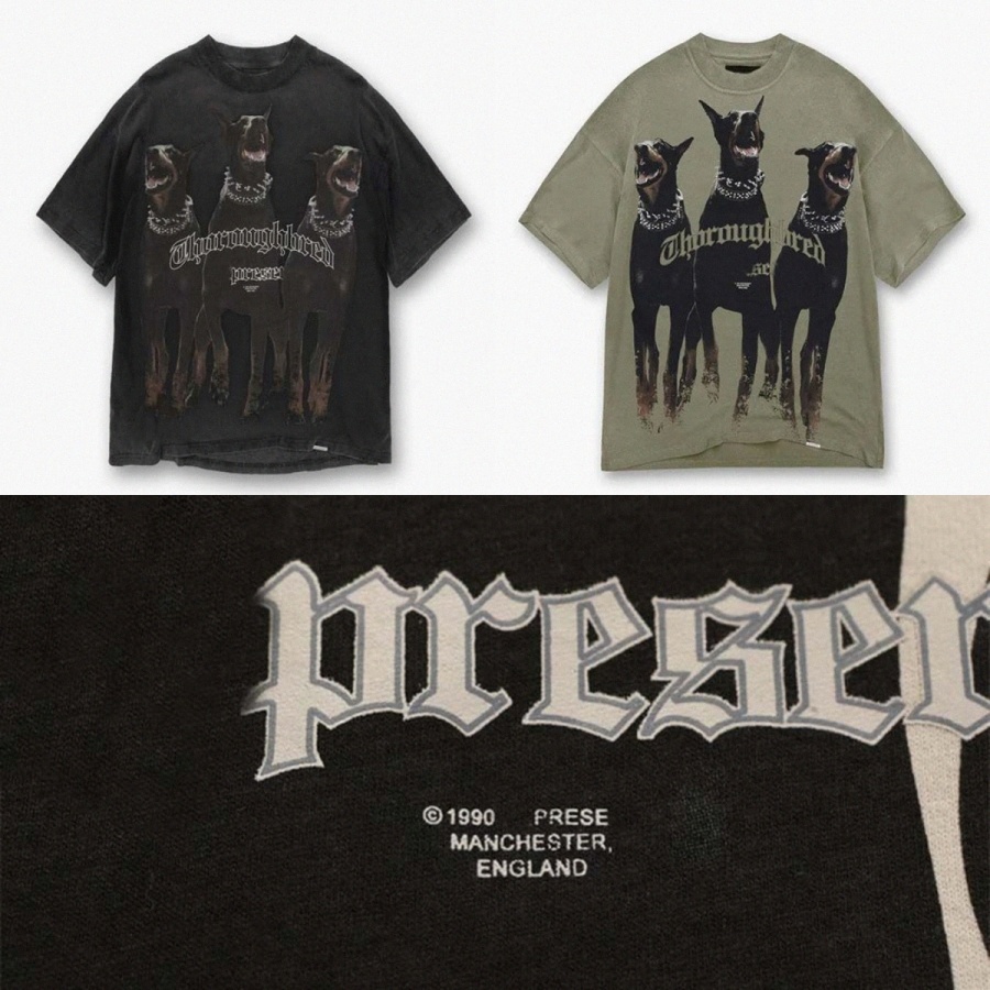 

22SS Owners Club Dog T shirt High Street Tee Spring Summer fashion Skateboard Men Women Tshirt v2eb#, Beige