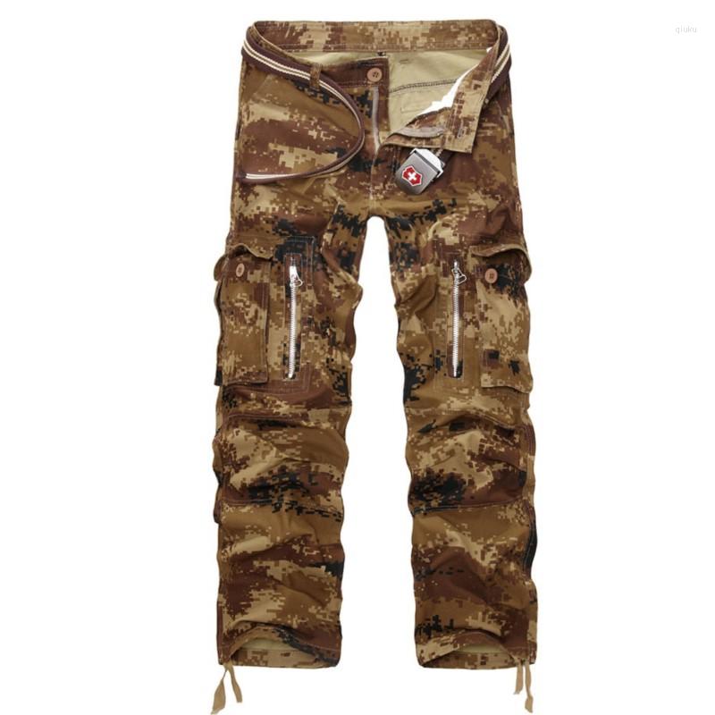 

Men's Pants Streetwear Military Camo Cargo Men Multiple Pockets Zipper Camouflage Cotton Overall Male Trousers Spring Autumn, Sand camouflage
