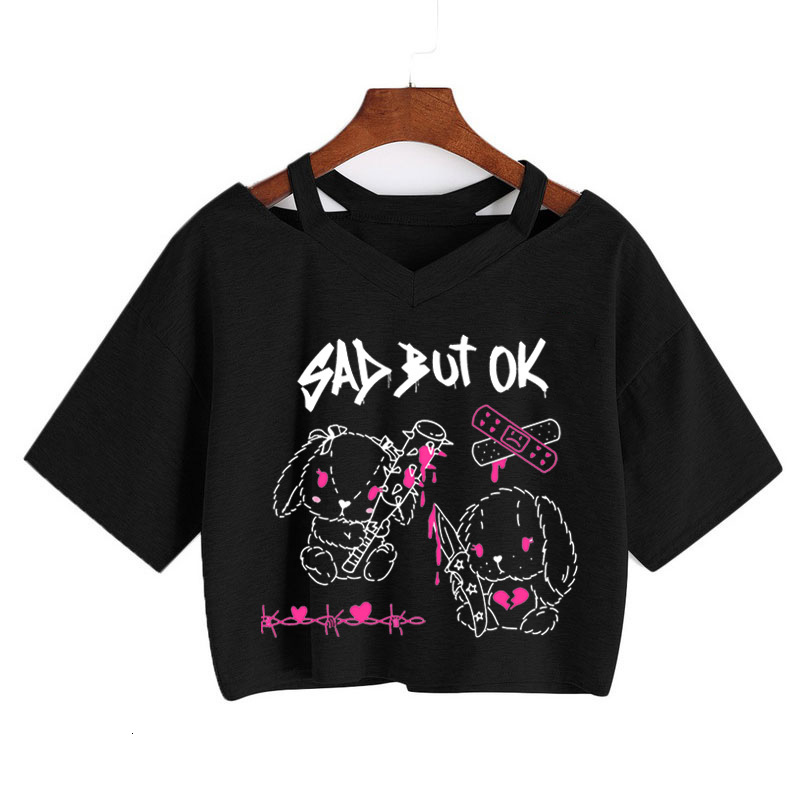 

Women s T Shirt Summer Crop Tops V Neck Punk Gothic Clothing Tee Harajuku Sexy Short sleeve T Shirts Streetwear Top Women Aesthetics 230420, Bai