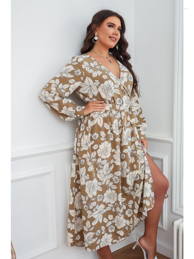 

Plus Size Dresses Large Women's Dress Explosive Fashion Loose Fat MM Skirt, Brown