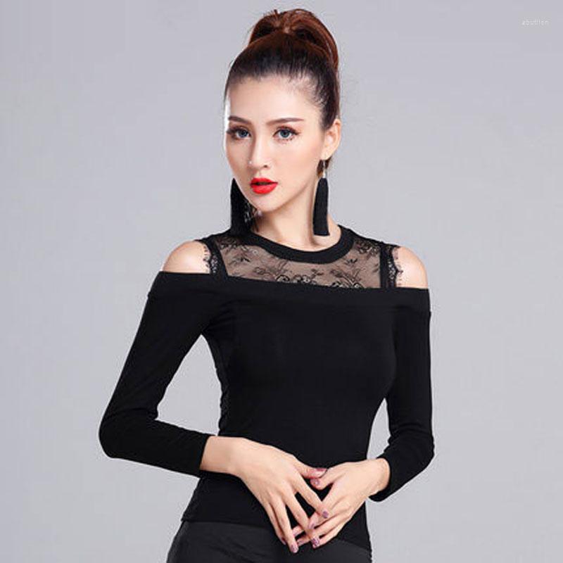 

Stage Wear Adult Dance Long Sleeve Black Lace Latin Top A0140, Picture shown