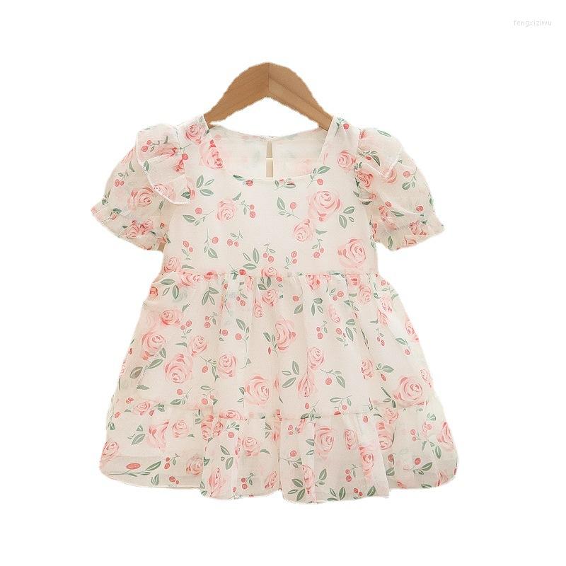 

Girl Dresses Rose Toddler Baby Girls Clothes Summer Short Sleeve Floral Princess Birthday Dress For Clothing