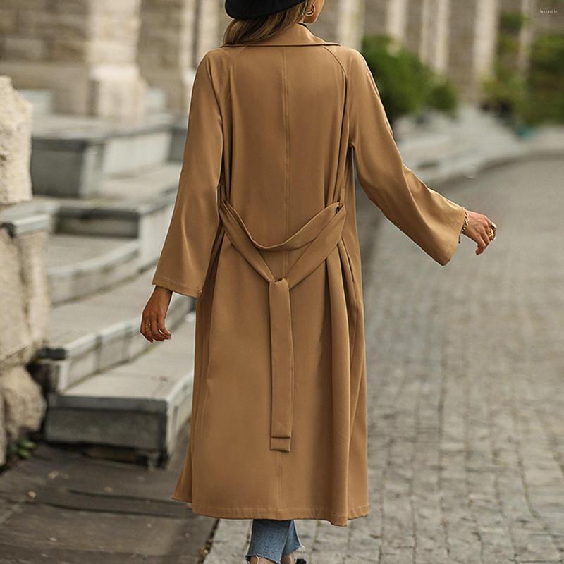 

Women' Jackets Women Pullover Fleece Women' Faux Wool Coat Blouse Thin Trench Long Jacket Ladies Slim Belt Elegant Overcoat Outwear
