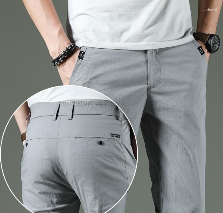 

Men's Pants Summer Men Slim Ice Loose Breathable Thin Leisure Tide Boys Men's Long Trousers Young Man Male Bottoms Big Size, Black