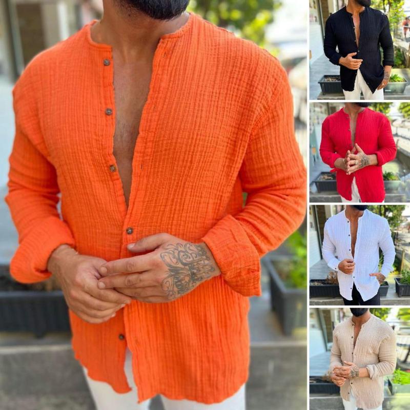 

Men's Casual Shirts Stylish Men Tops Solid Color Soft Spring Top Wear-resistant Close-fitting Shirt, Red