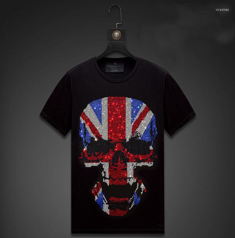 

Men's T Shirts Streetwear Men Diamonds Summer Mens Hip Hop Loose Skull Shirt Male Fashion Tees Casual Black Tops
