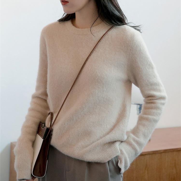 

Women's Sweaters Angora Plush Green Soft Winter Waxy Pullover Warm Knitted Fluffy Mink Cashmere Sweater JNS038Women's, Yellow