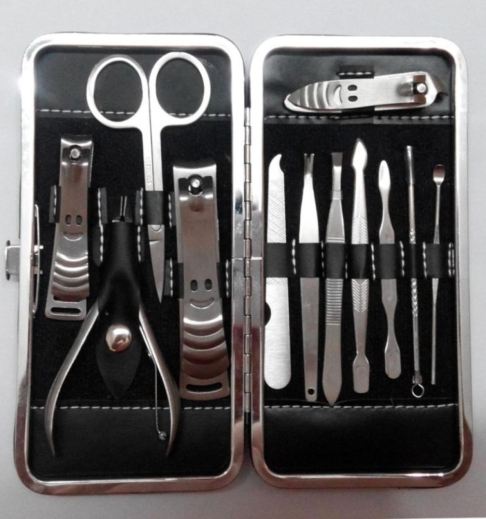 

Whole 2016 12pcslot Manicure Set Nail Care Pedicure Scissor Tweezer Knife Ear Pick Utility Nails Clipper Kit Stainless S2012453