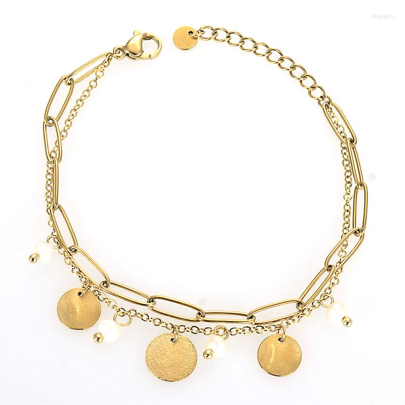 

Charm Bracelets Luxury Desinger Golden Plating Stainless Steel With Stones Female Women Girls & Bangles Fashion Jewelry Gifts
