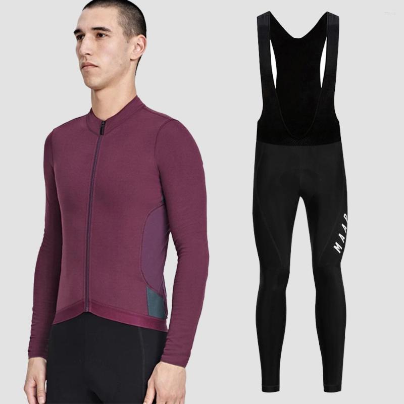 

Racing Sets Autumn/Spring Team MAAP Cycling Jersey Bib Set MTB Uniform Bicycle Clothing Quick Dry Bike Clothes Mens Long Wear, Sapphire