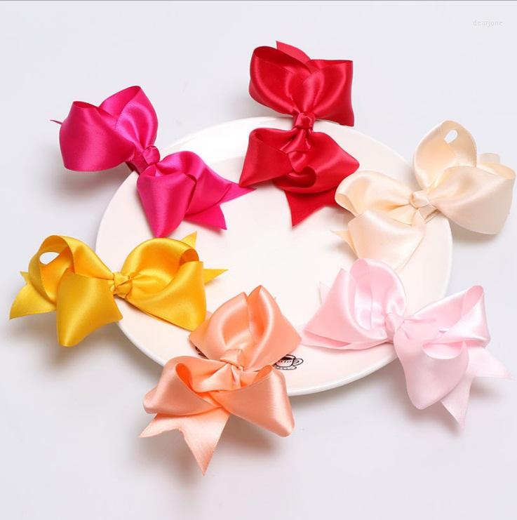 

Hair Accessories Boutique 12pcs Fashion Cute Ribbon Bow Tie Hairpins Solid Color Big Bowknot Clips Princess Headwear, Gray