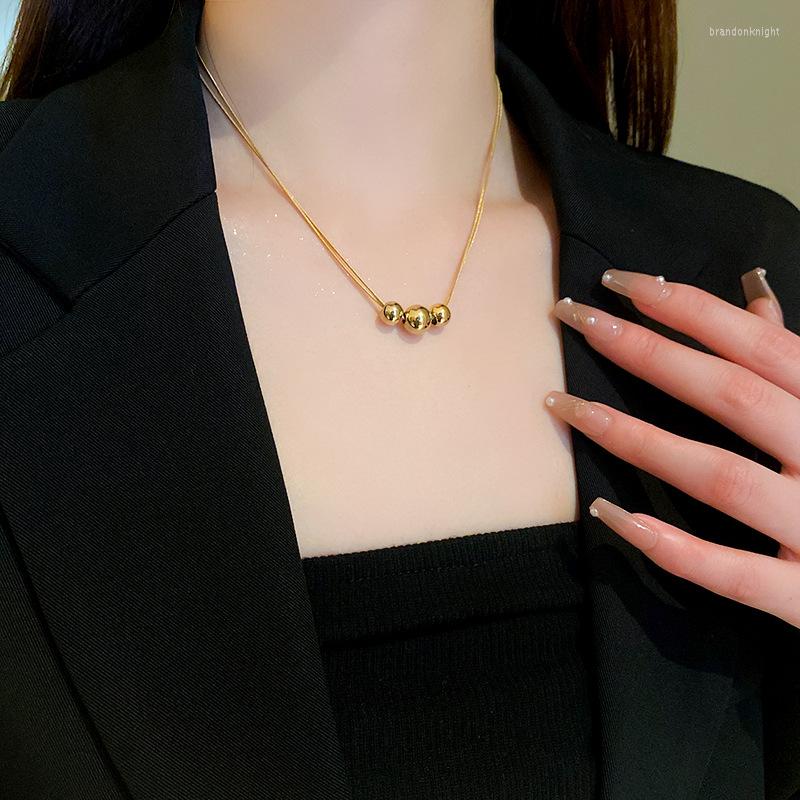 

Choker Geometric Titanium Steel Bead Necklace Personalized Temperament Collarbone Chain Neck Fashion Minimalist Design Decoration