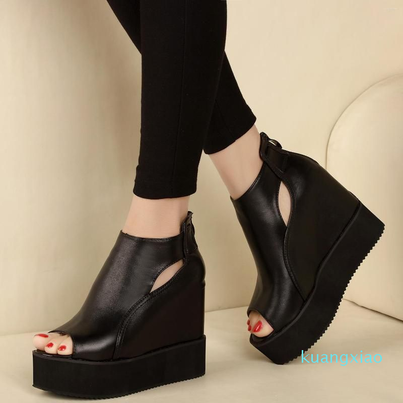 

Dress Shoes Platform Sandals Women 2023 Summer Chunky High Heels Female Wedges, Black