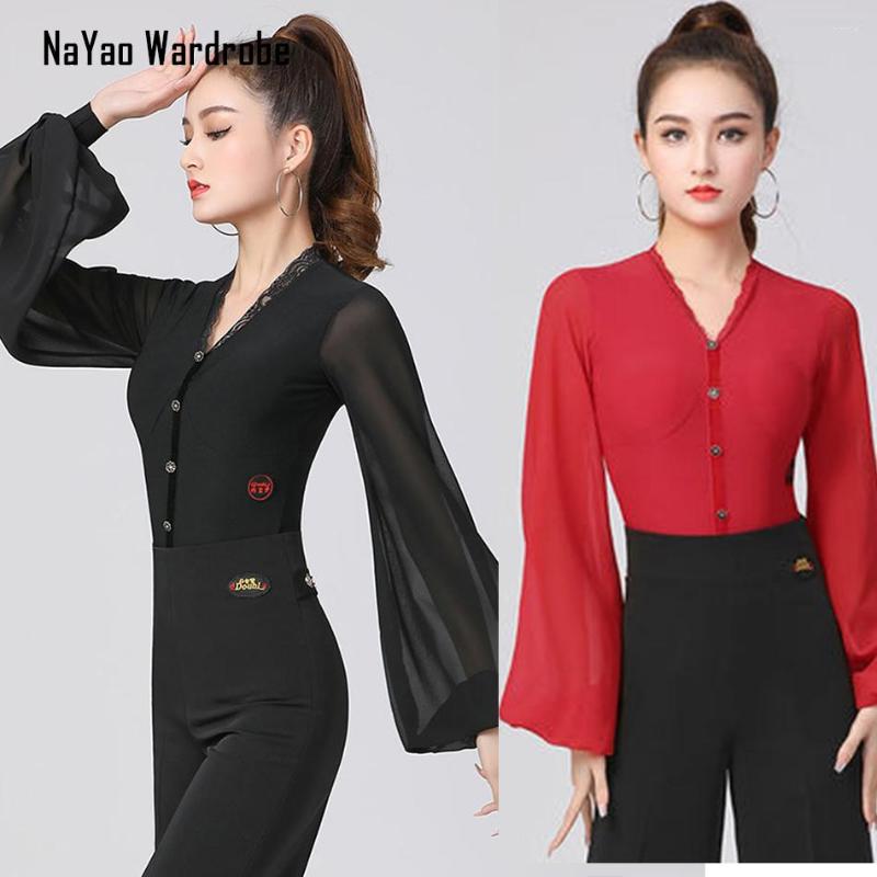 

Stage Wear 2023 ZY28 Loose Sleeve Women Latin Dance Dress Female Bodysuit For Performance Competition Ballroom Dancing Costume, Bodysuit 001