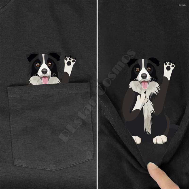 

Men's T Shirts PLstar Cosmos Shirt Summer Pocket Border Collie Printed T-shirt Men For Women Tops Funny Cotton Black Tees