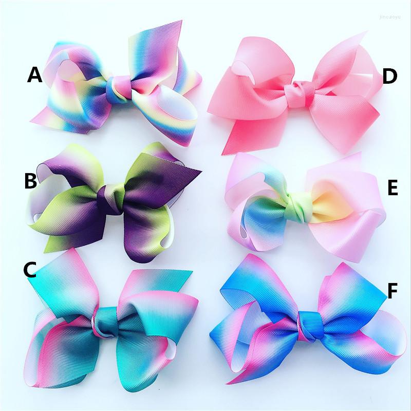 

Hair Accessories 2023 Girl Big Rainbow Twist Bow With Clip Fashion Colorful Hairpin 10pcs/lot, Picture shown