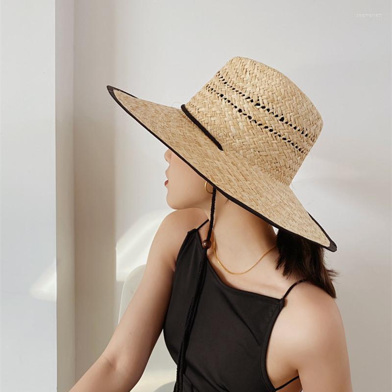 

Wide Brim Hats USPOP Summer Women Raffia Straw Sun Hat Breathable Beaach Lace-up Sunshade, Su21012-beige
