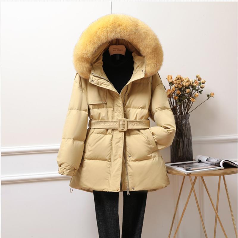 

Parkas SEDUTMO Winter Long Fur Hooded Duck Down Jackets Women Tunic Coat Autumn Pocket Thick Warm Casual Oversize Jacket ED1242, Yellow