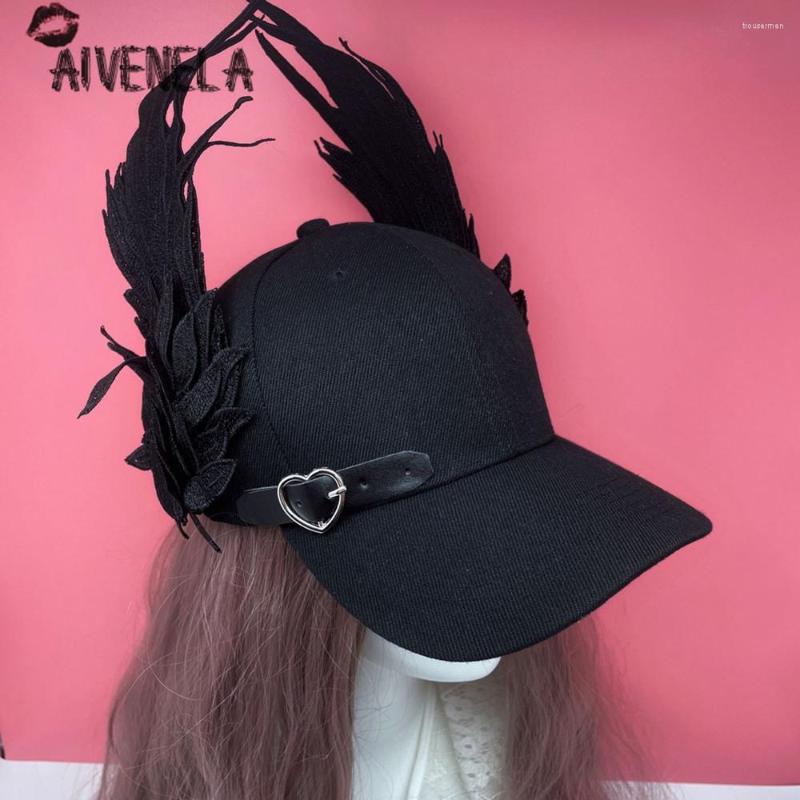 

Visors Harajuku Cool Gothic Hat Girls Female Streetwear Wing Feminina Sunshade Baseball Hats AFC1993, Black