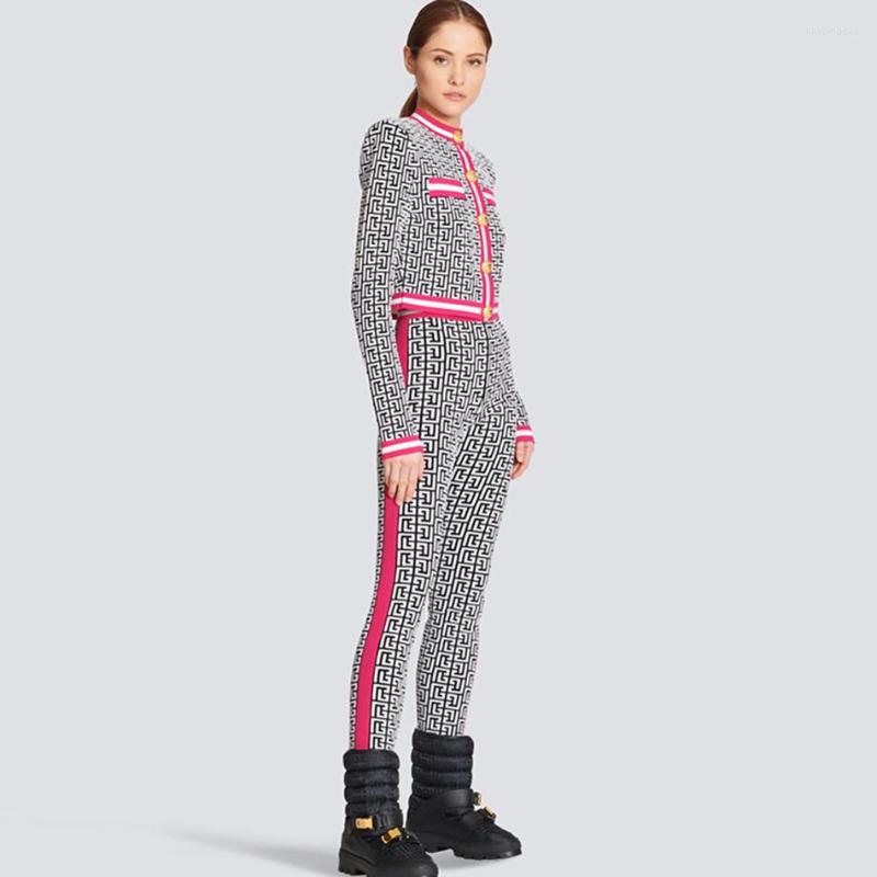 

Women's Two Piece Pants In 2023 The Black-and-white Jacquard Stripe Fashion Slim Elastic Bandage Dress Has A Long Temperament Socialite